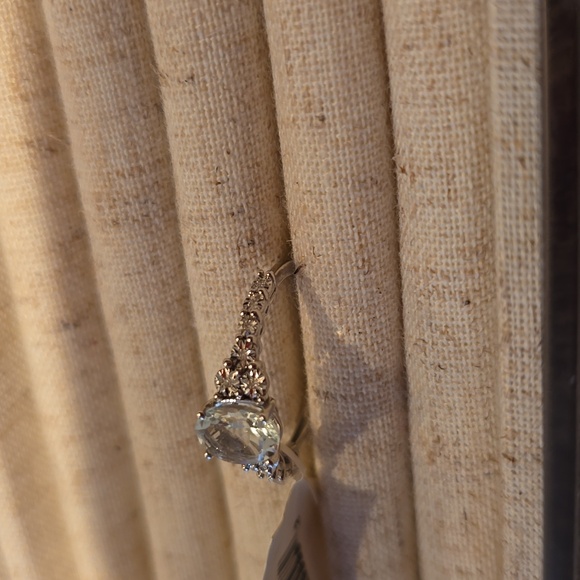 10KW GOLD GENUINE AQUAMARINE  & DIAMOND RING SIZE 7 - Picture 5 of 16